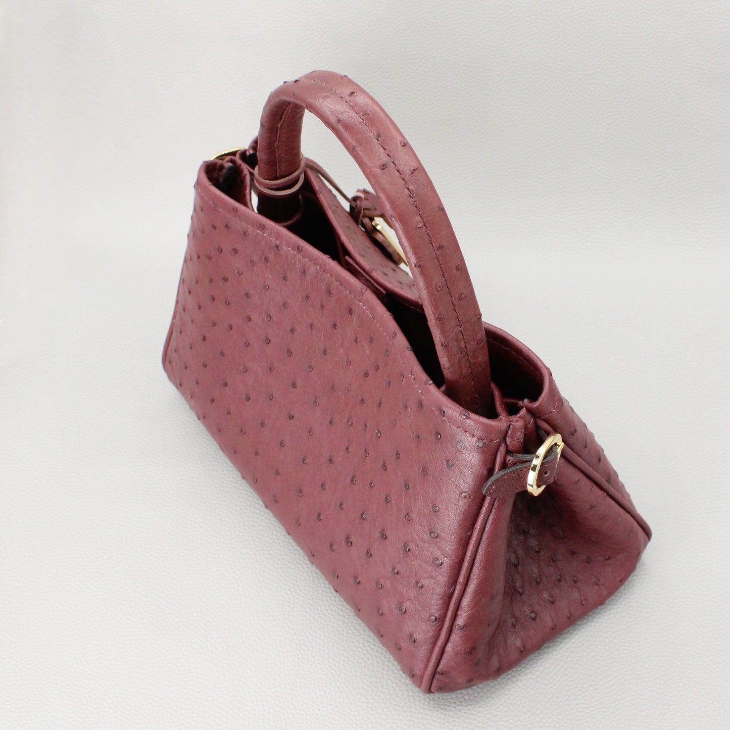 Meline Top Handle Bag-Bordeaux Ostrich