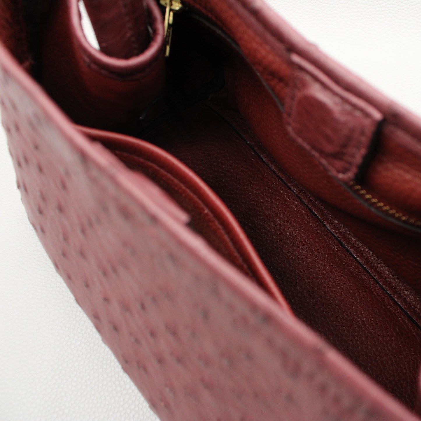 Meline Top Handle Bag-Bordeaux Ostrich
