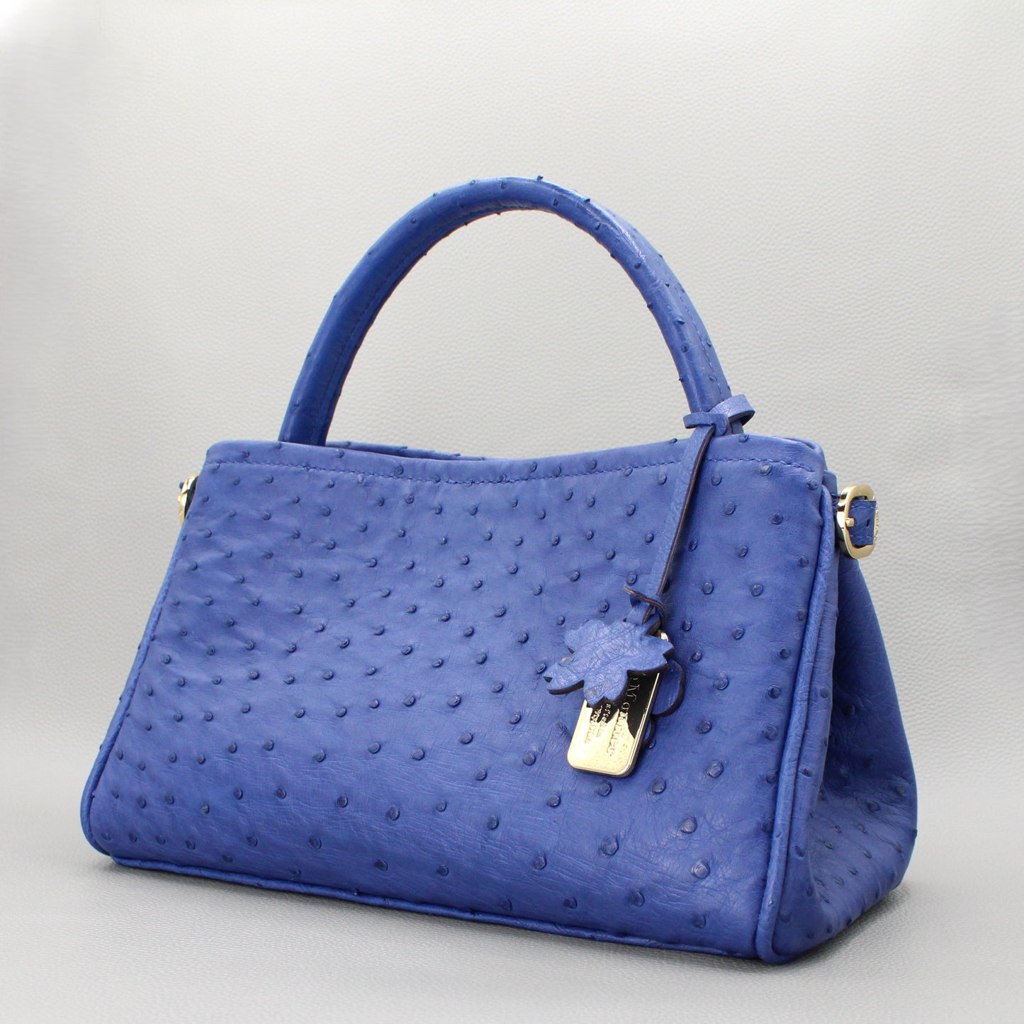 Meline Top Handle Bag-Sapphire Blue Ostrich