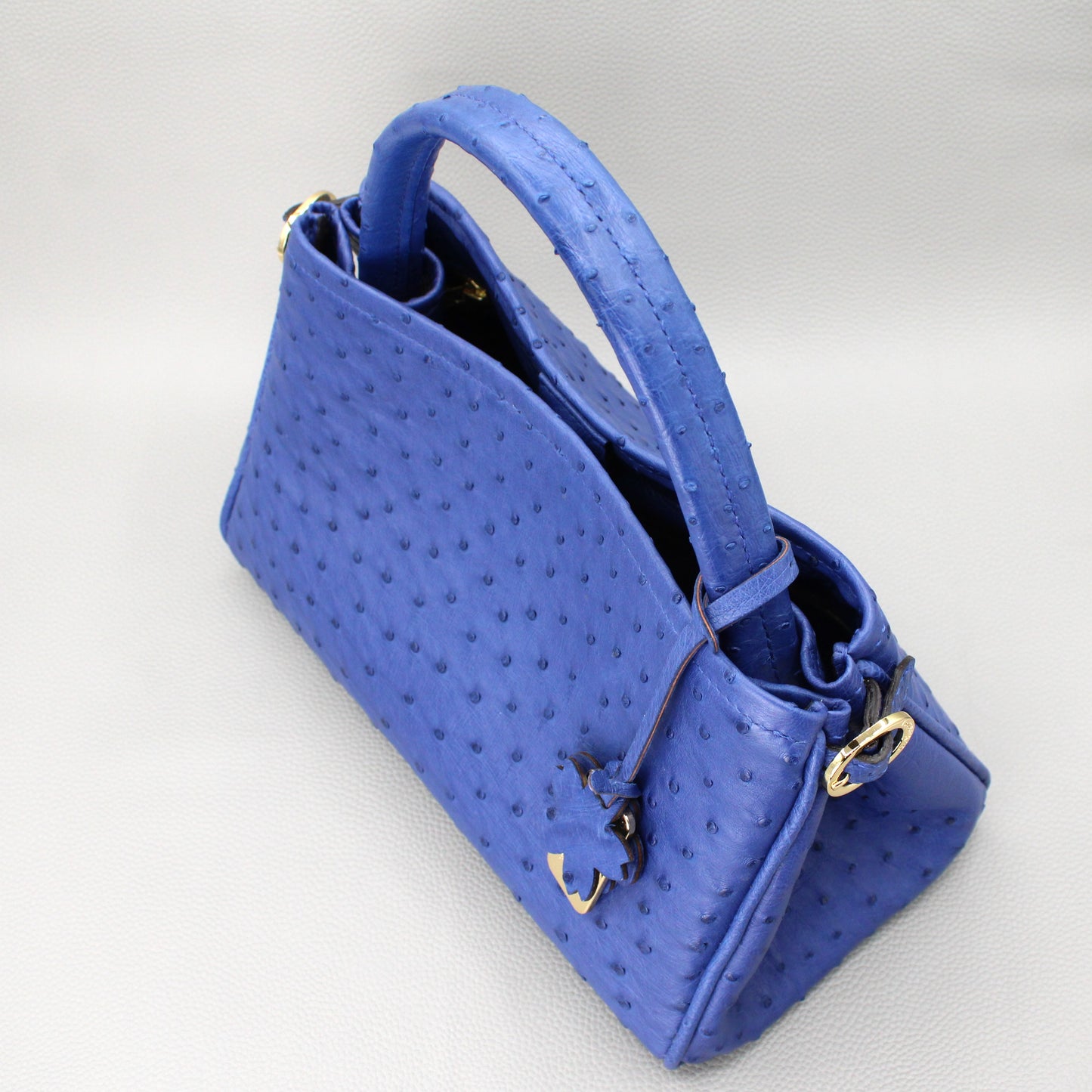 Meline Top Handle Bag-Sapphire Blue Ostrich