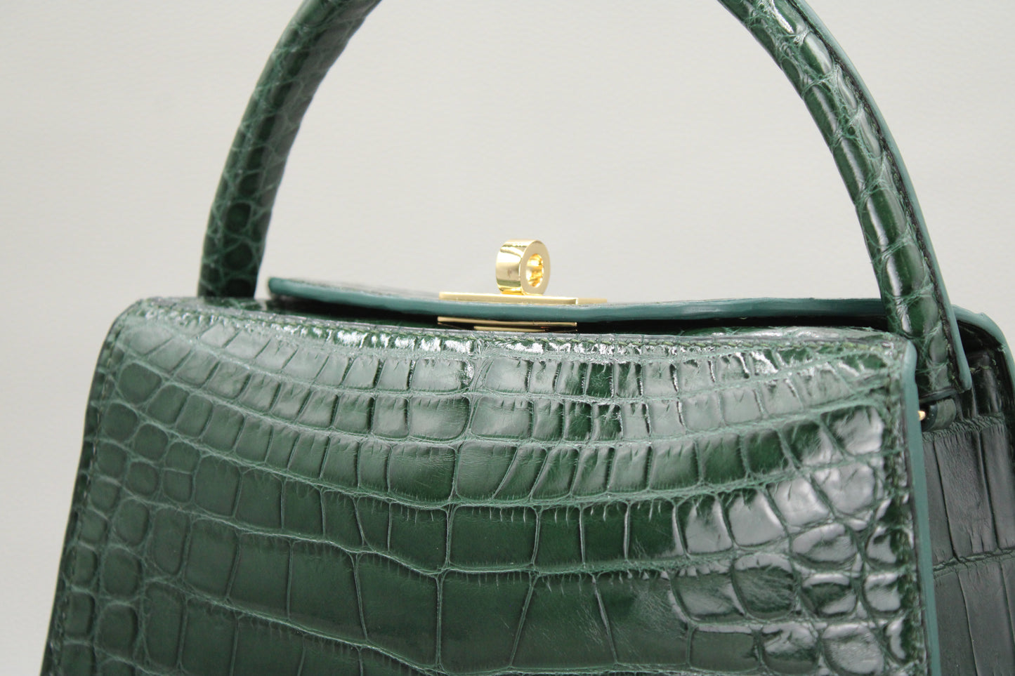 Sophie Top Handle Bag-Forest Green Alligator