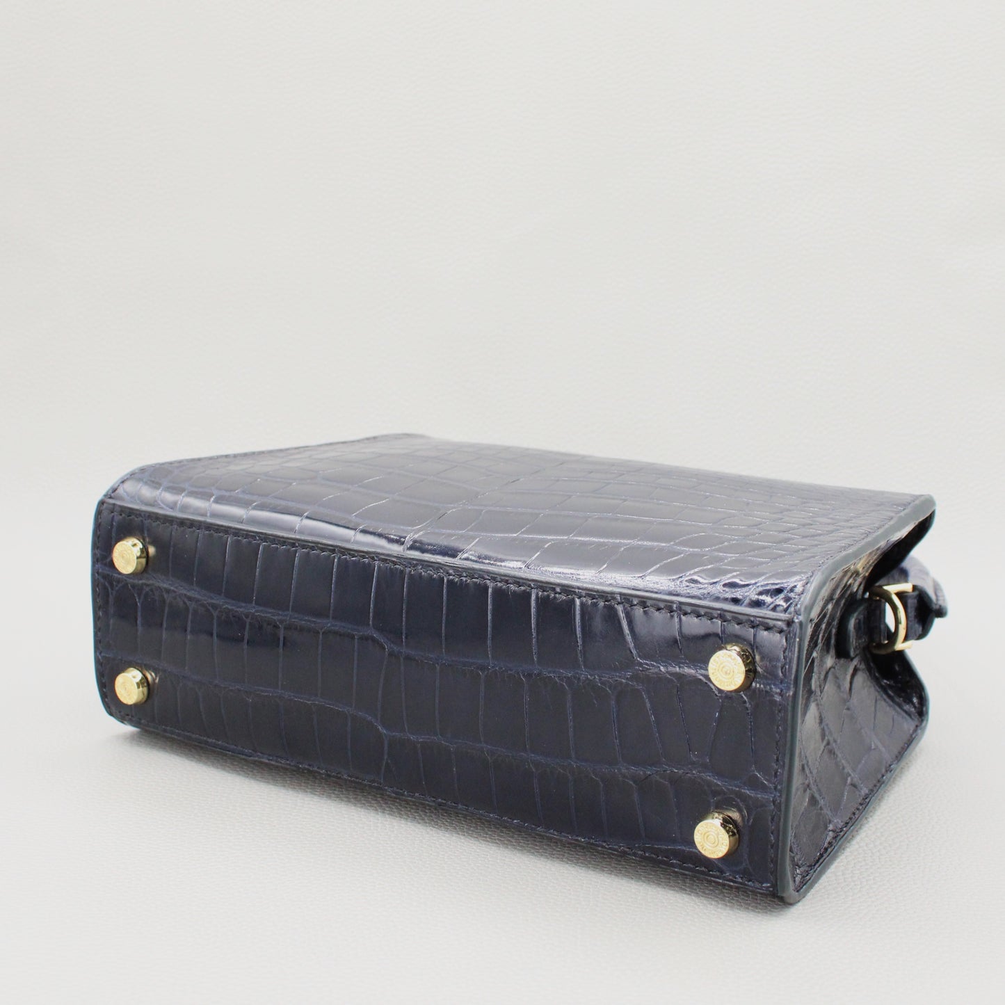 Sophie Top Handle Bag-Navy Blue Alligator