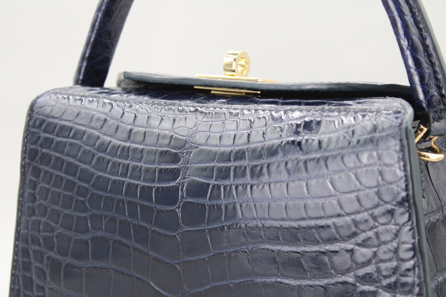 Sophie Top Handle Bag-Navy Blue Alligator
