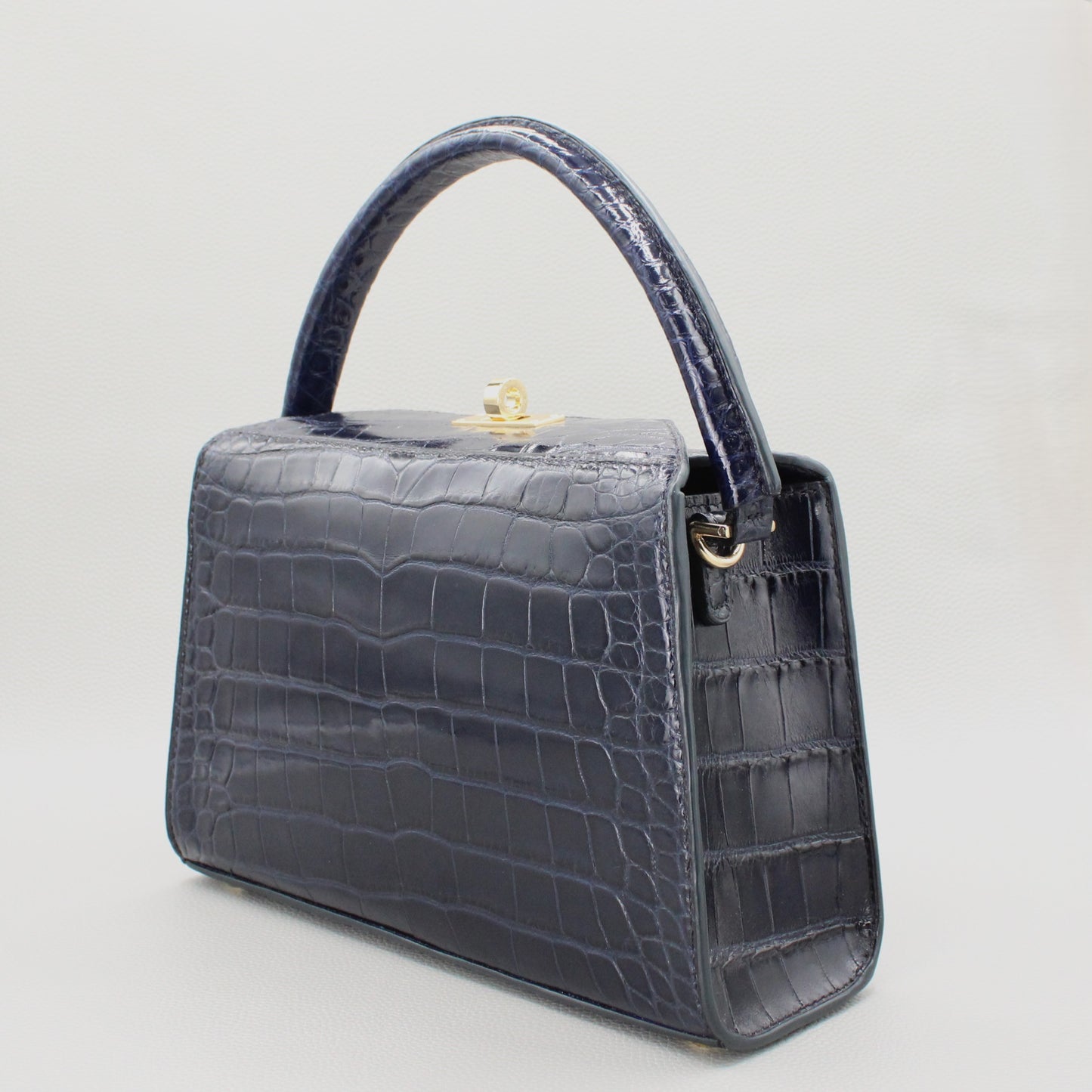 Sophie Top Handle Bag-Navy Blue Alligator