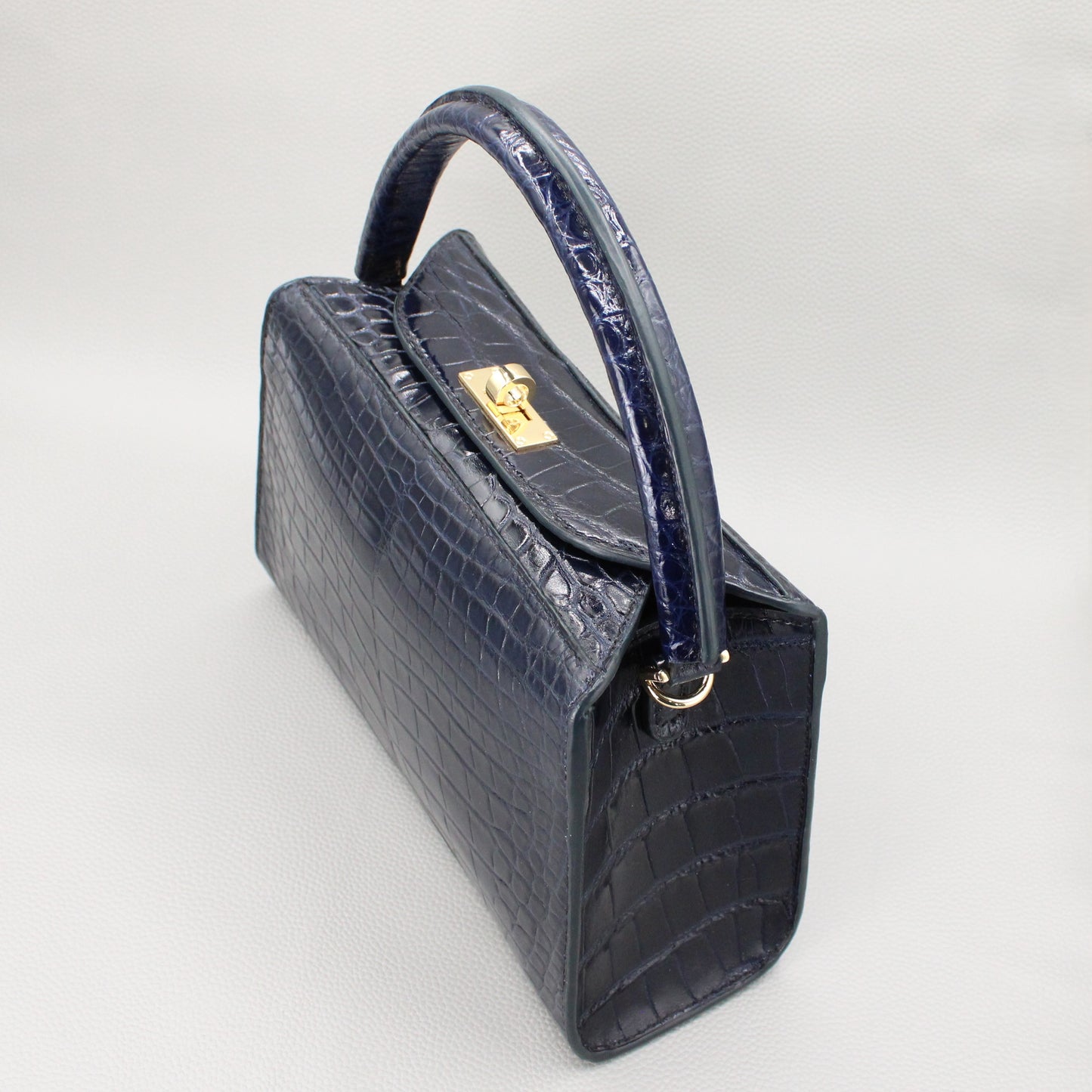 Sophie Top Handle Bag-Navy Blue Alligator