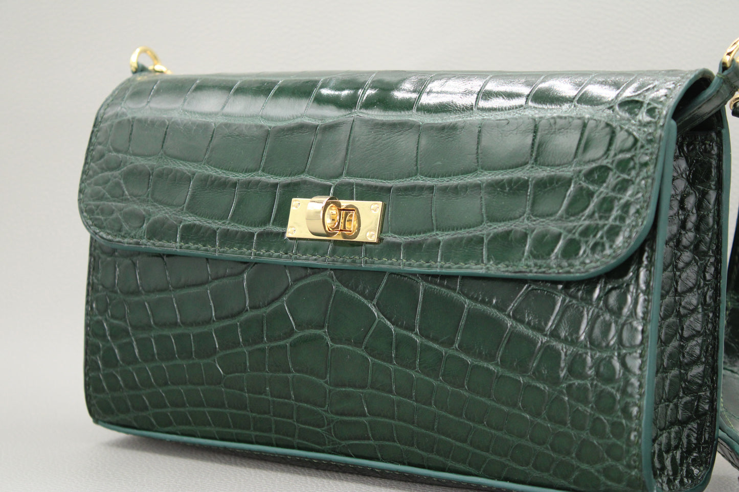 Elise Crossbody Bag-Forest Green Alligator