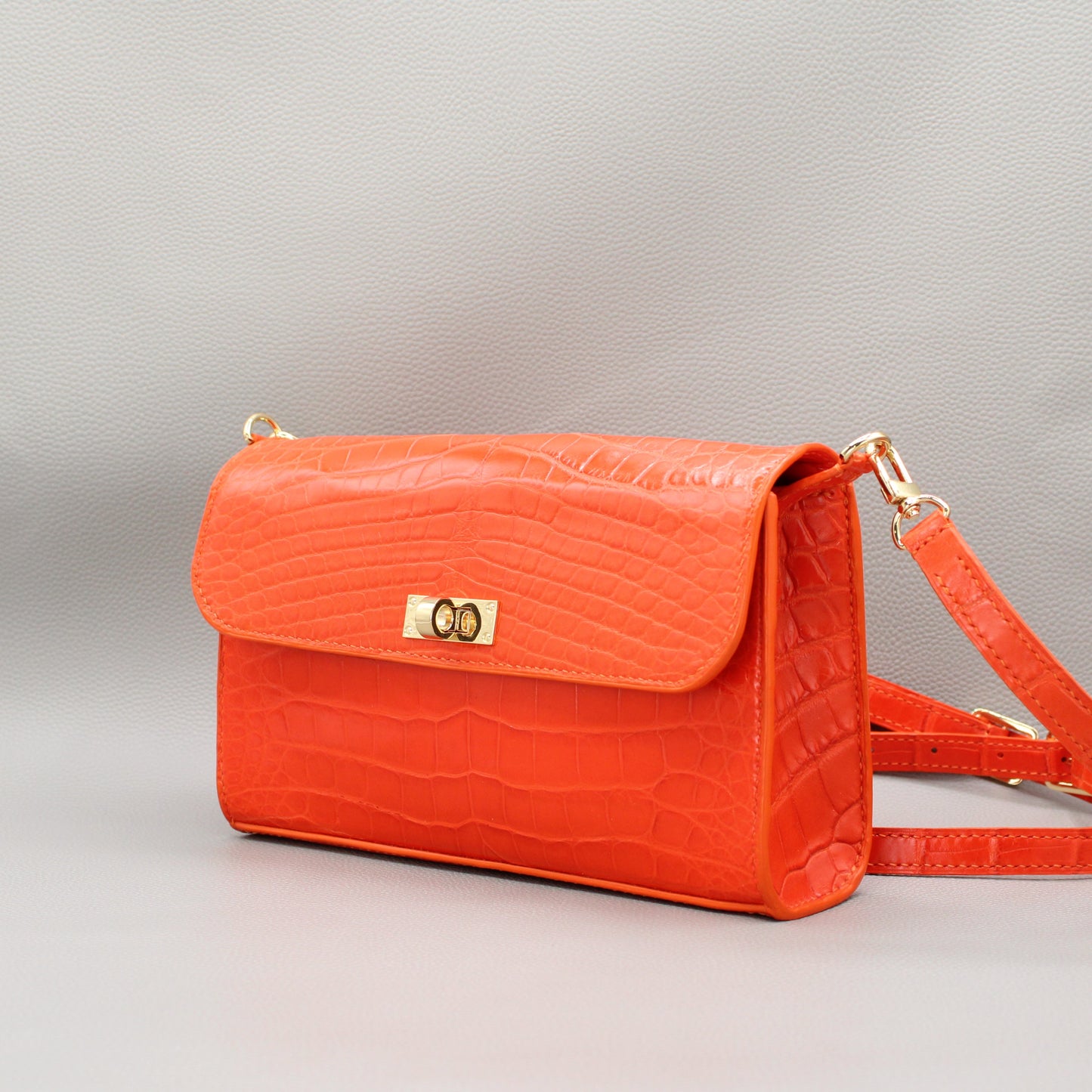 Elise Crossbody Bag-Orange Alligator