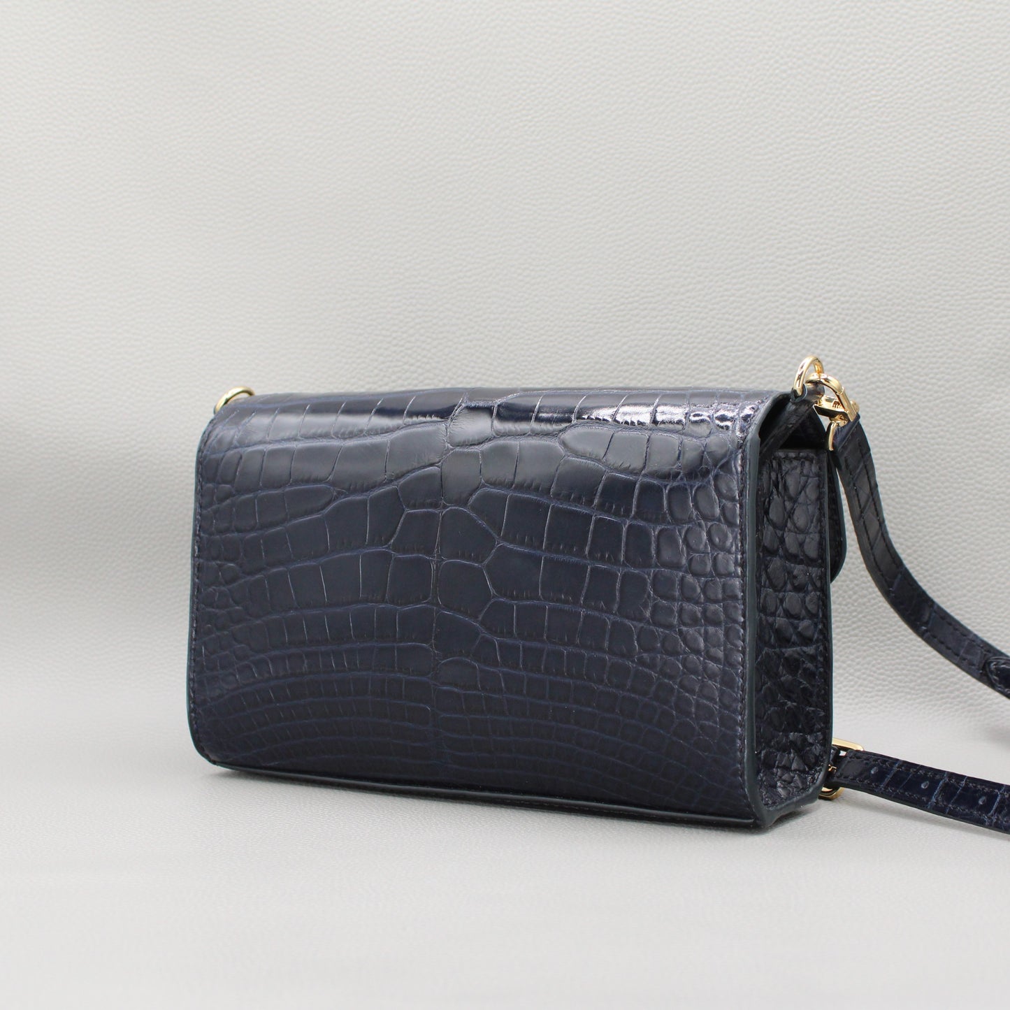 Elise Crossbody Bag-Navy Blue Alligator