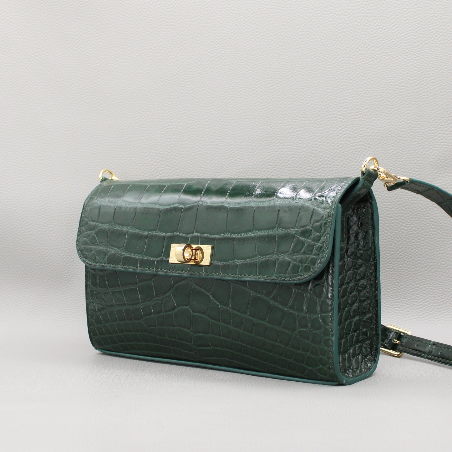 Elise Crossbody Bag-Forest Green Alligator