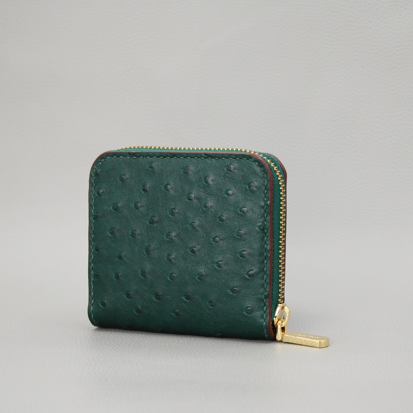 Compact Zip Around Wallet-Forest Green Ostrich