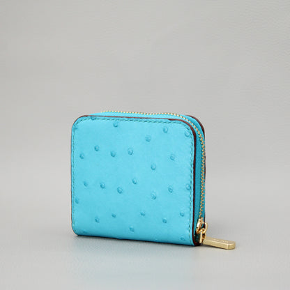 Compact Zip Around Wallet-Crystal Blue Ostrich