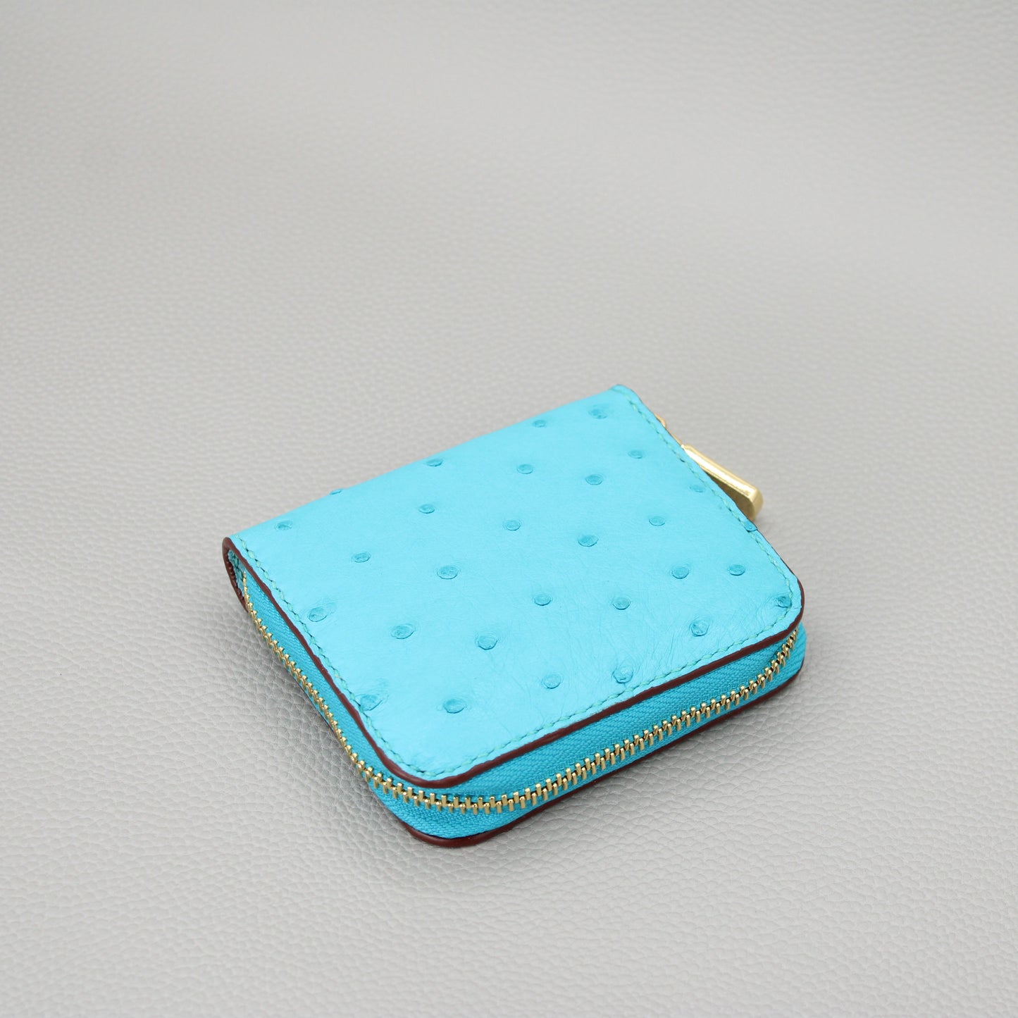 Compact Zip Around Wallet-Crystal Blue Ostrich