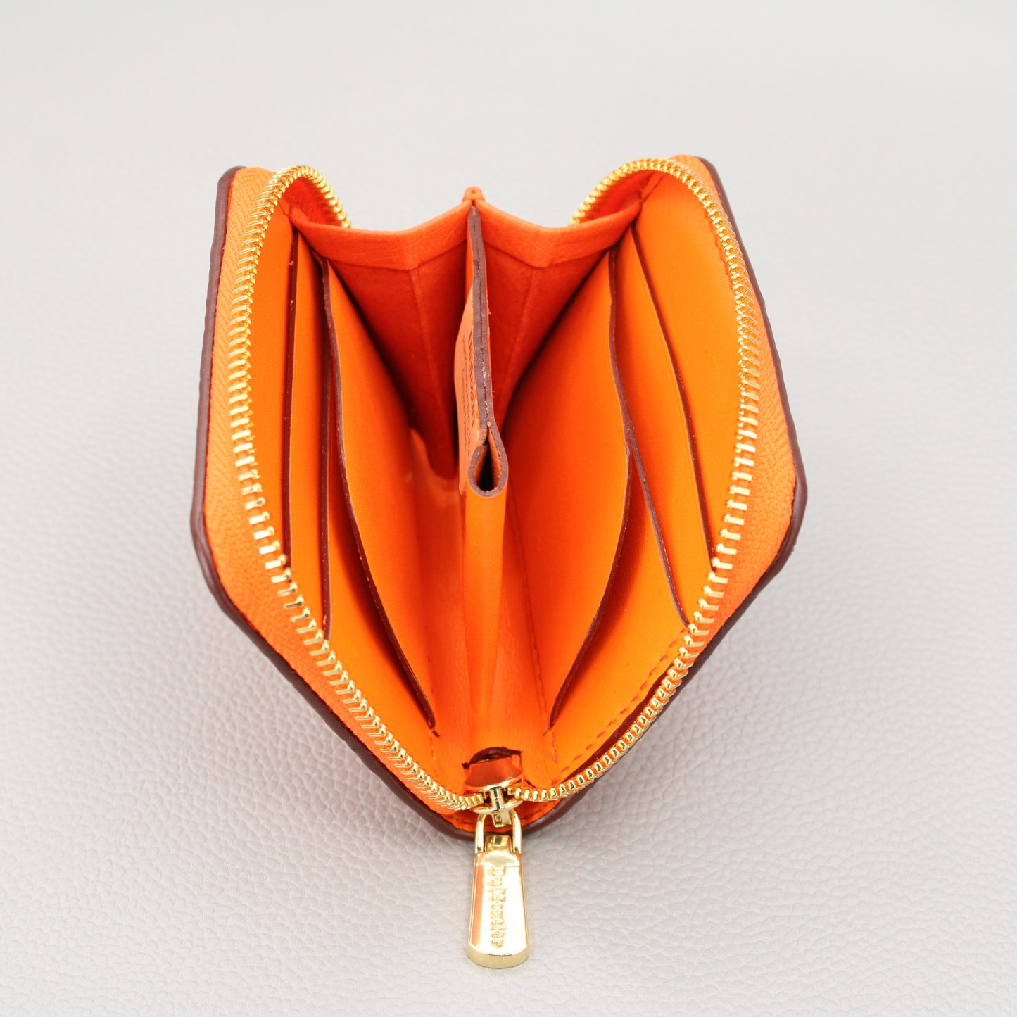 Compact Zip Around Wallet-Orange Ostrich