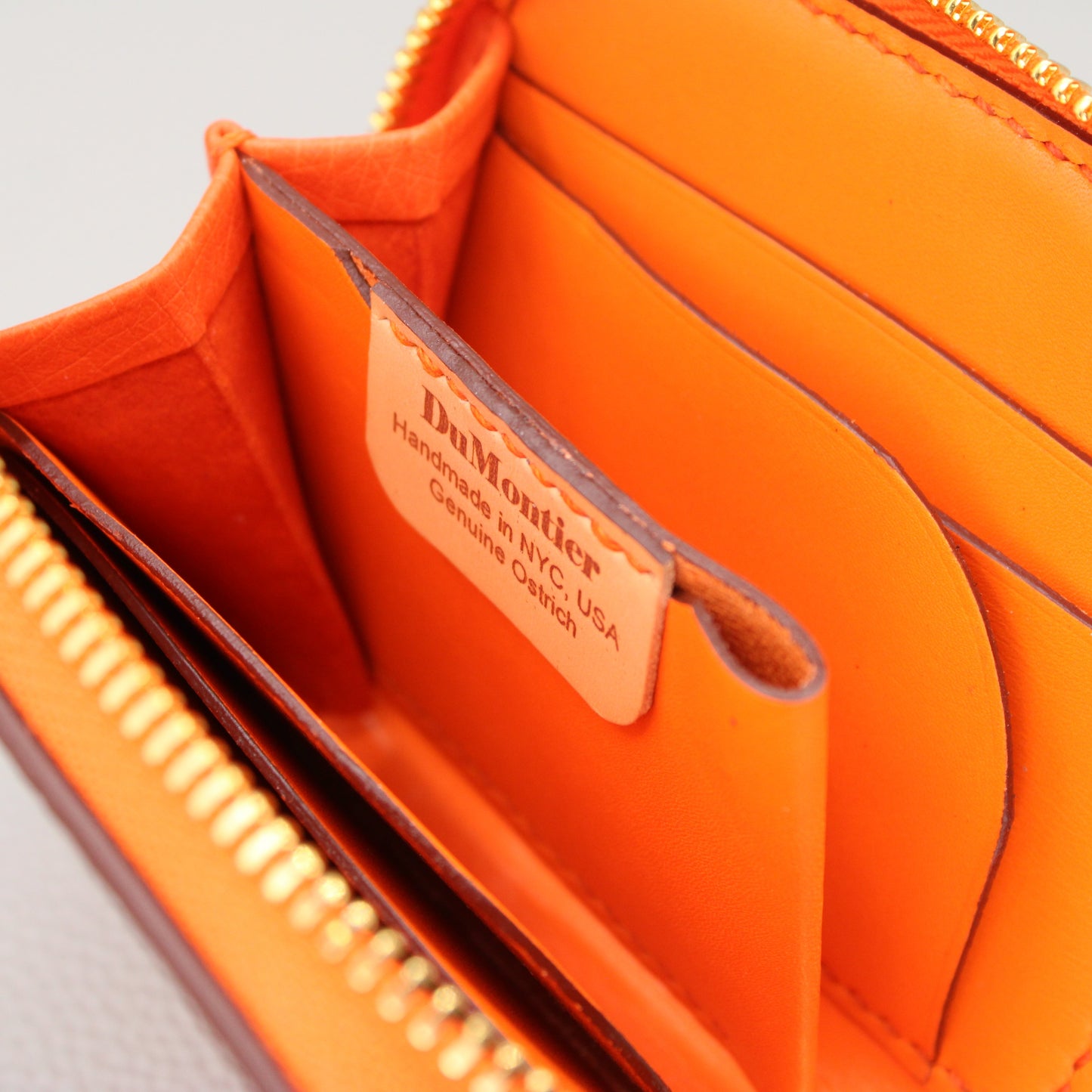 Compact Zip Around Wallet-Orange Ostrich