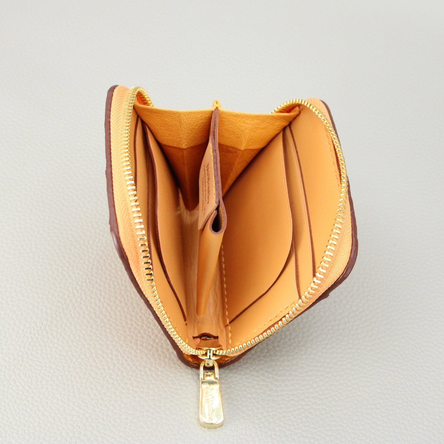 Compact Zip Around Wallet-Mustard Ostrich