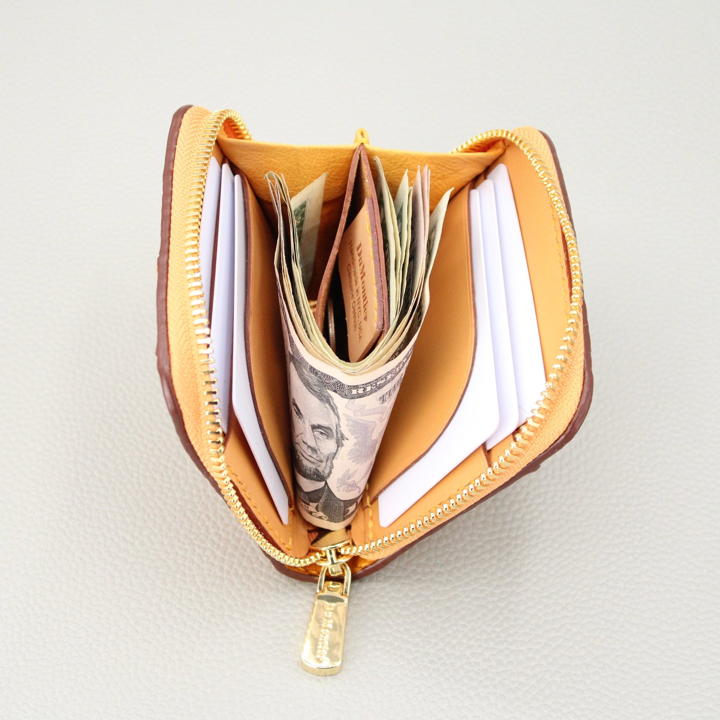 Compact Zip Around Wallet-Pink Ostrich