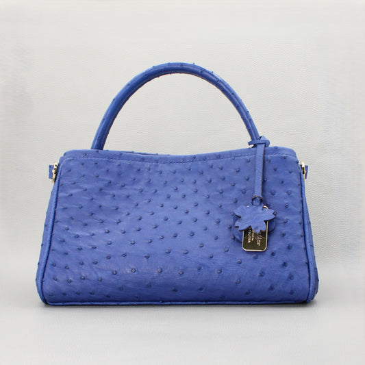 Meline Top Handle Bag-Sapphire Blue Ostrich