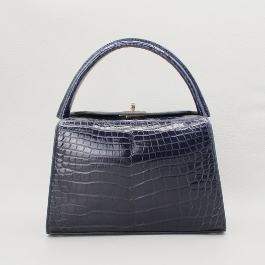 Sophie Top Handle Bag-Navy Blue Alligator