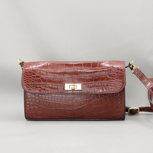 Elise Crossbody Bag-Brown Alligator