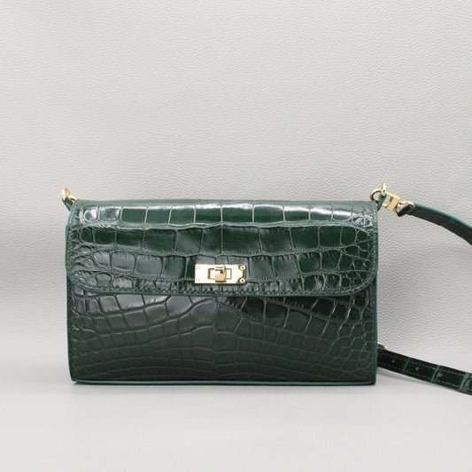 Elise Crossbody Bag-Forest Green Alligator