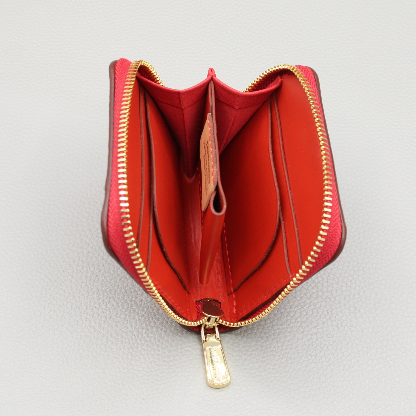 Compact Zip Around Wallet-Red Ostrich